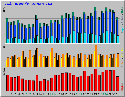 Daily usage for January 2018
