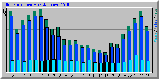 Hourly usage for January 2018
